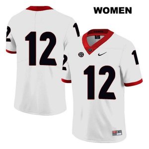 Women's Georgia Bulldogs NCAA #12 Tommy Bush Nike Stitched White Legend Authentic No Name College Football Jersey SWR0854OW